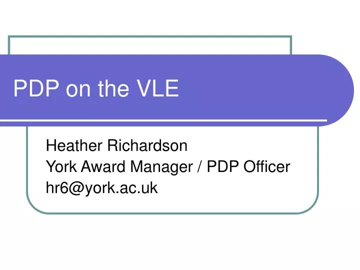 pdp on the vle
