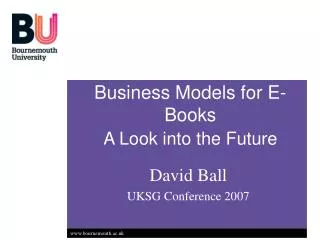 Business Models for E-Books A Look into the Future