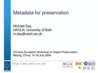 Metadata for preservation