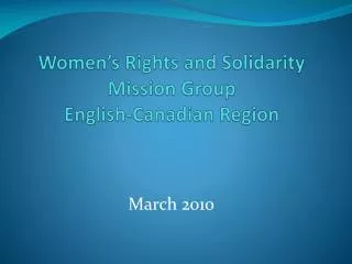 Women’s Rights and Solidarity Mission Group English-Canadian Region
