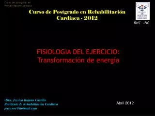 FISIOLOGIA DEL EJERCICIO: Transformación de energía