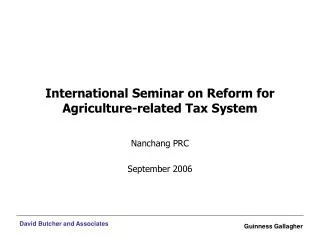 International Seminar on Reform for Agriculture-related Tax System