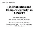 (In)Stabilities and Complementarity in AdS/CFT - slide 1