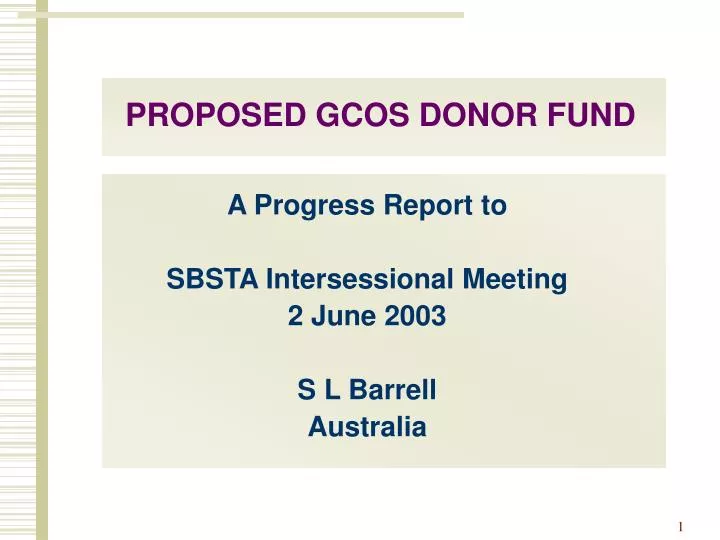 proposed gcos donor fund