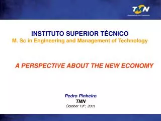 Pedro Pinheiro TMN October 19 th , 2001