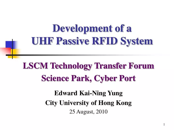 development of a uhf passive rfid system