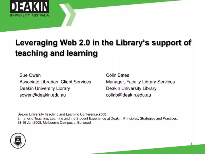 leveraging web 2 0 in the library s support of teaching and learning