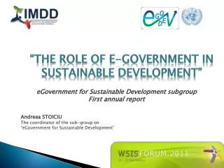 “THE ROLE OF E-GOVERNMENT in SUSTAINABLE DEVELOPMENT”