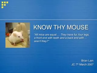 KNOW THY MOUSE
