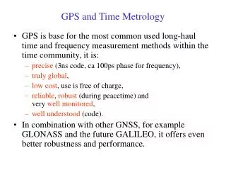 GPS and Time Metrology