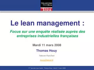 Thomas Houy Télécom ParisTech houy@enst.fr