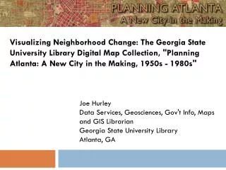 Joe Hurley Data Services, Geosciences, Gov't Info, Maps and GIS Librarian