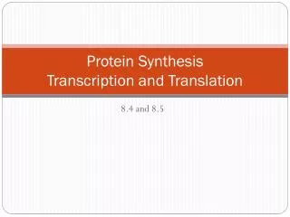 Protein Synthesis Transcription and Translation