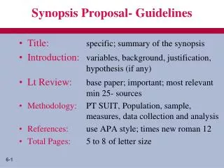 Synopsis Proposal- Guidelines