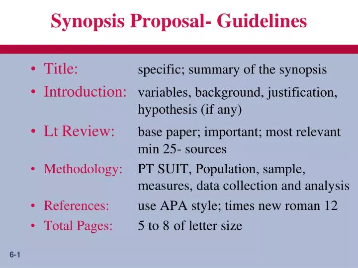 synopsis proposal guidelines