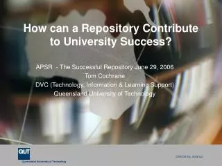How can a Repository Contribute to University Success?