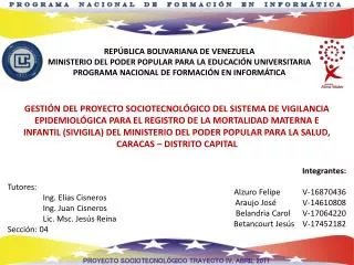 REPÚBLICA BOLIVARIANA DE VENEZUELA MINISTERIO DEL PODER POPULAR PARA LA EDUCACIÓN UNIVERSITARIA