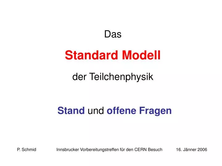das standard modell der teilchenphysik