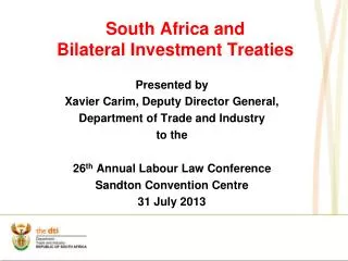 South Africa and Bilateral Investment Treaties