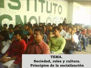TEMA. Sociedad, roles y cultura. Principios de la socialización
