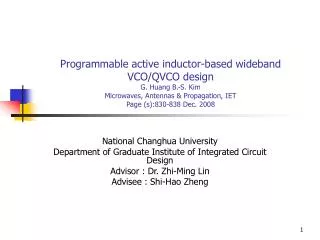 National Changhua University Department of Graduate Institute of Integrated Circuit Design