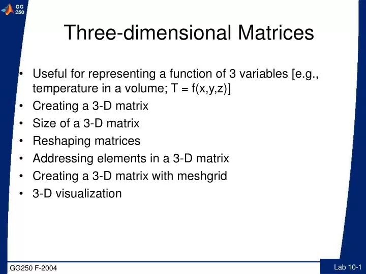 three dimensional matrices
