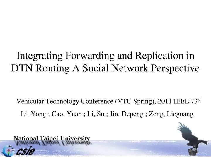 integrating forwarding and replication in dtn routing a social network perspective