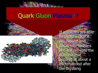 Quark - Gluon Plasma ! ?
