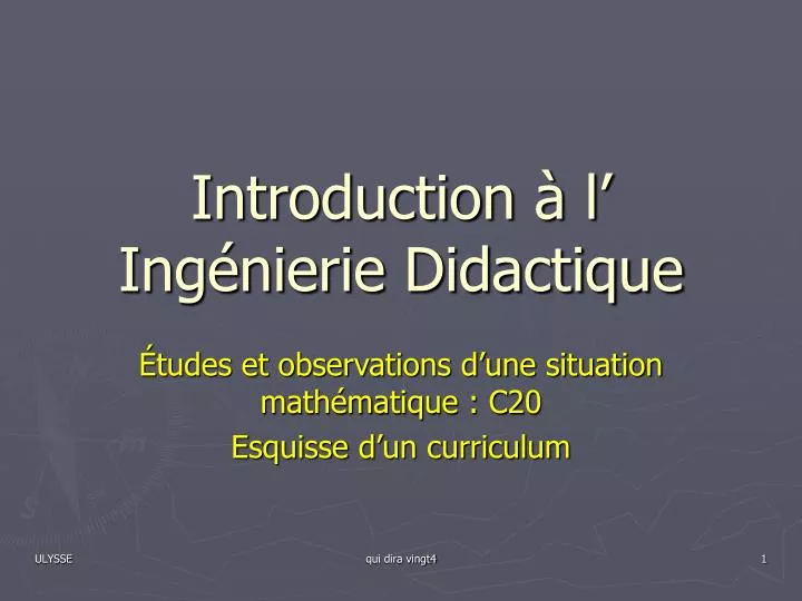 introduction l ing nierie didactique