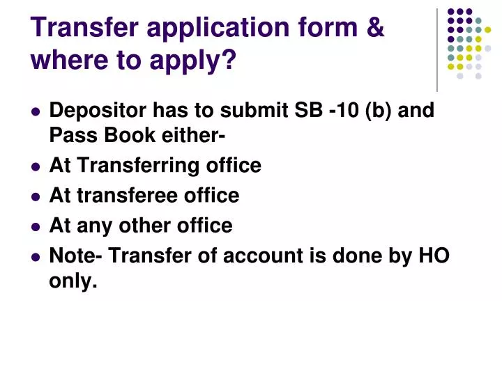 transfer application form where to apply