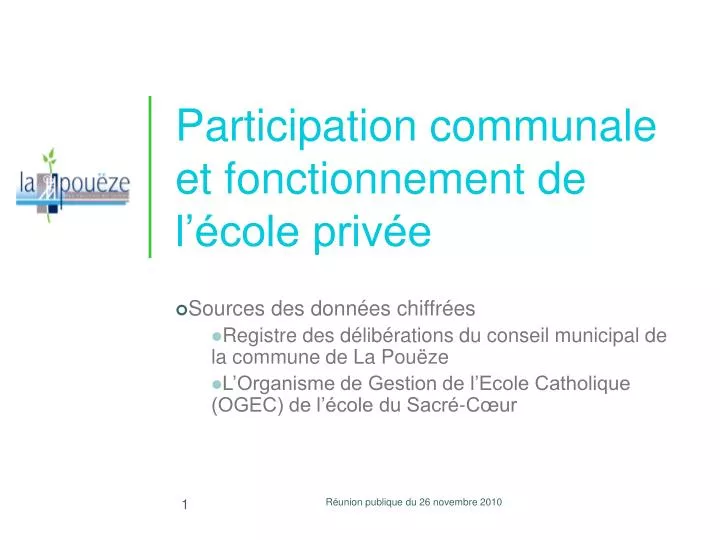 participation communale et fonctionnement de l cole priv e