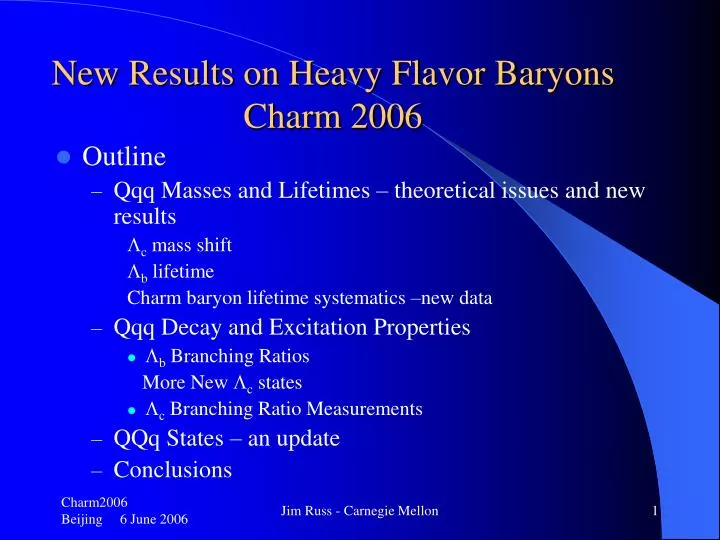 new results on heavy flavor baryons charm 2006