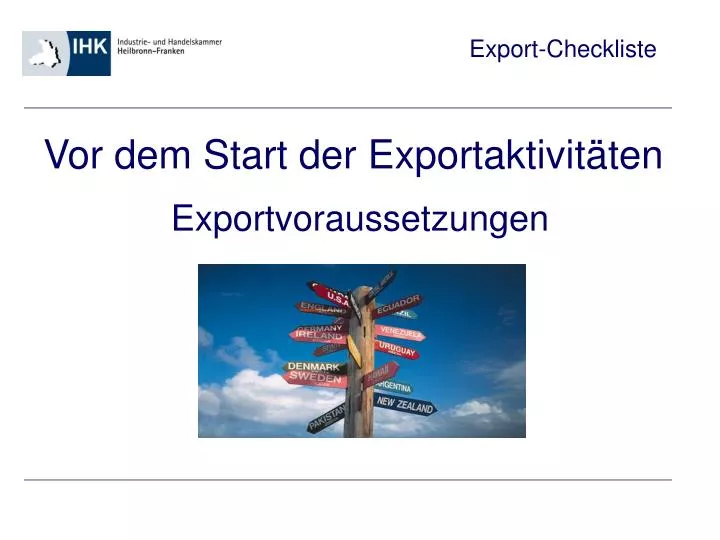 exportvoraussetzungen