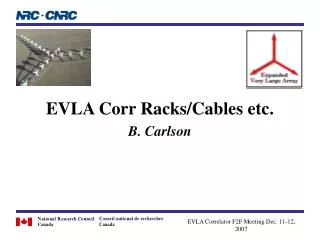 EVLA Corr Racks/Cables etc. B. Carlson