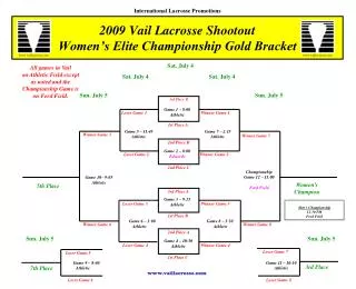2009 Vail Lacrosse Shootout Women’s Elite Championship Gold Bracket
