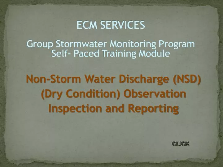 ecm services group stormwater monitoring program self paced training module