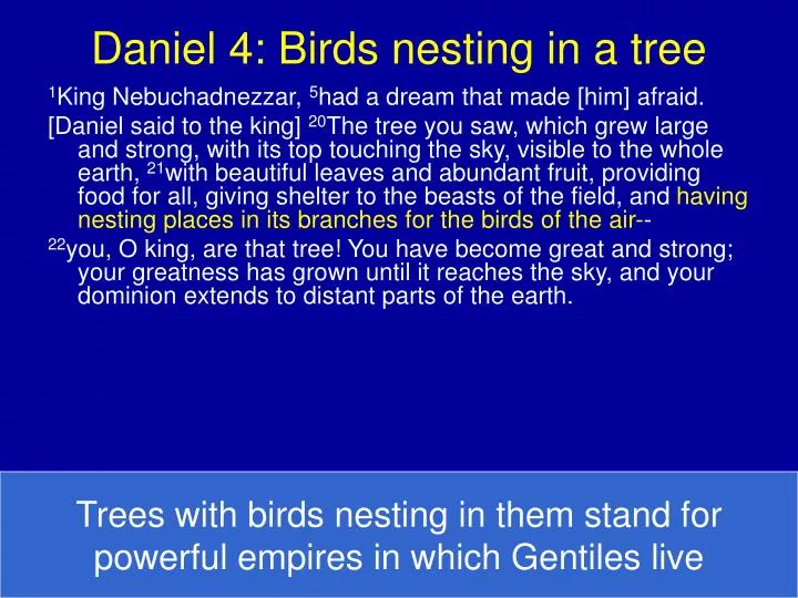 daniel 4 birds nesting in a tree