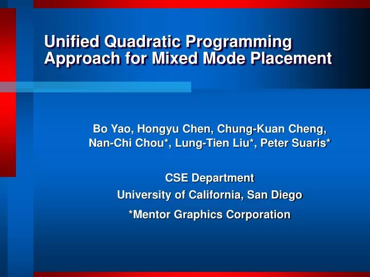 unified quadratic programming approach for mixed mode placement