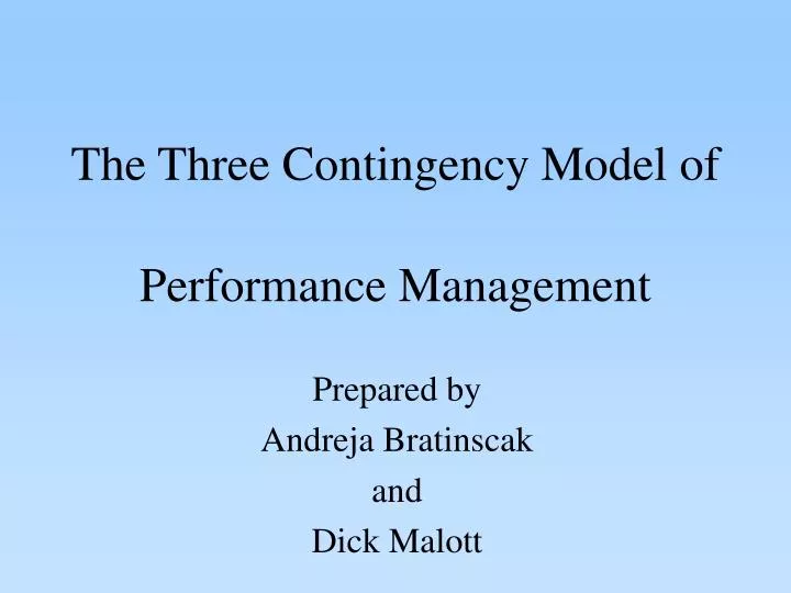 the three contingency model of