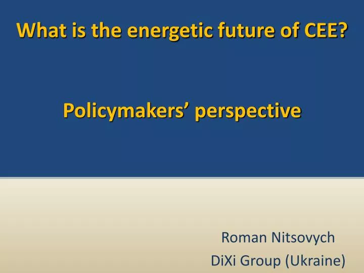 what is the energetic future of cee policymakers perspective