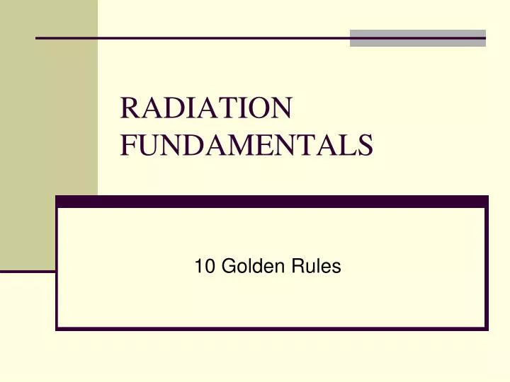 radiation fundamentals