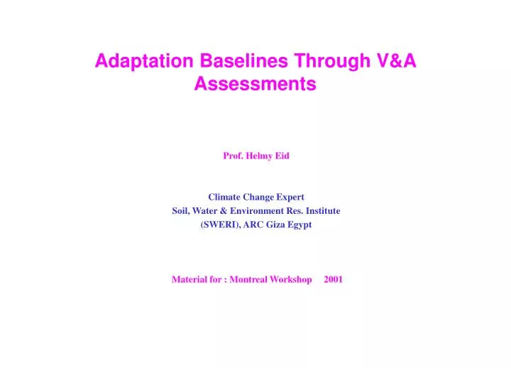 adaptation baselines through v a assessments