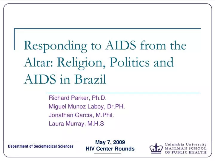 responding to aids from the altar religion politics and aids in brazil