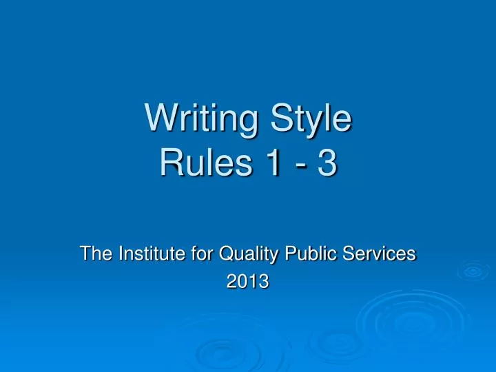 writing style rules 1 3