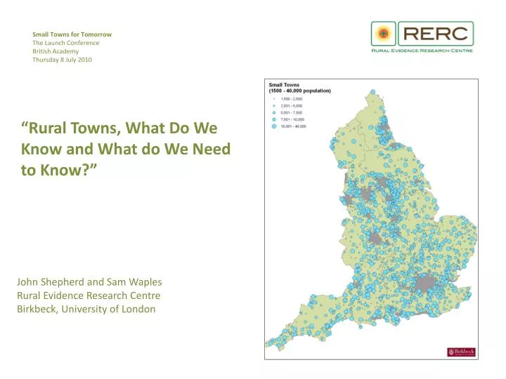 rural towns what do we know and what do we need to know