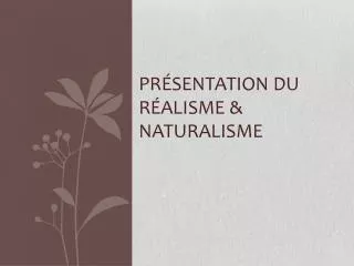 Présentation du réalisme &amp; naturalisme