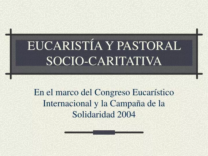 eucarist a y pastoral socio caritativa