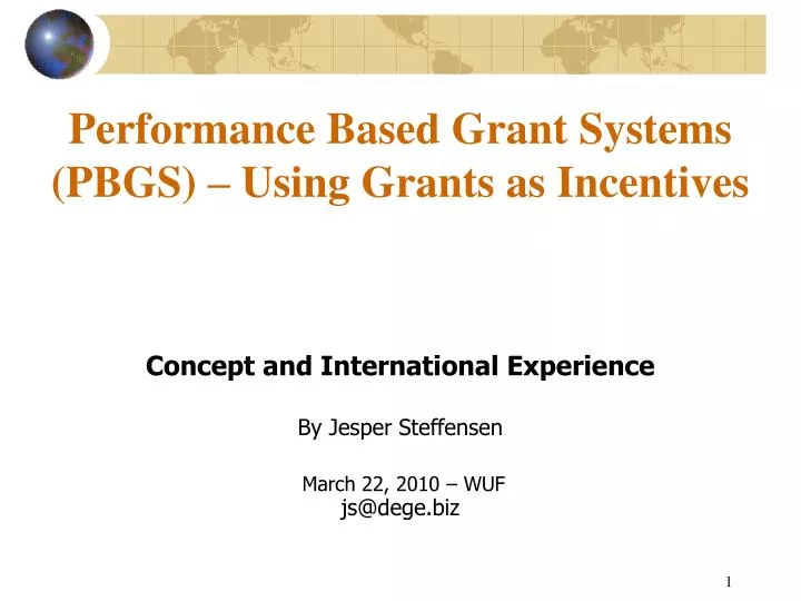 performance based grant systems pbgs using grants as incentives