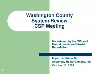 Washington County System Review CSP Meeting