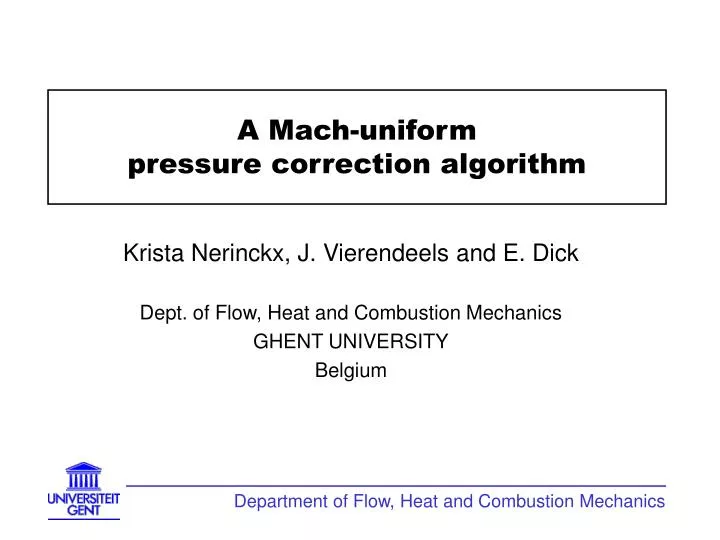 a mach uniform pressure correction algorithm